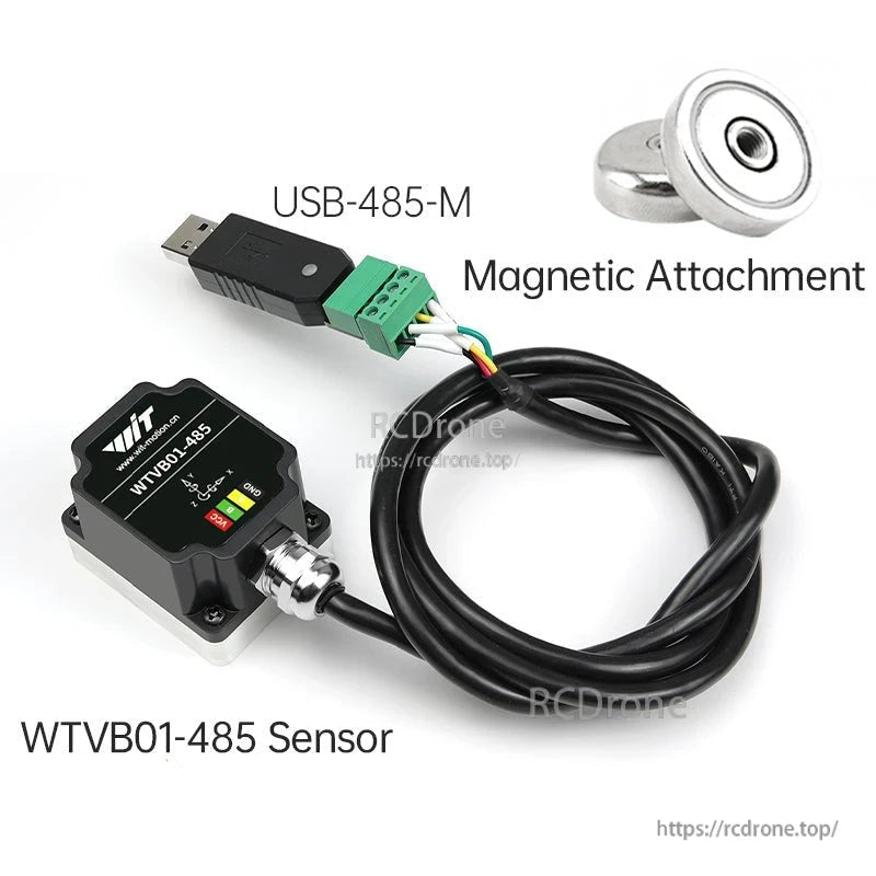 WTVB01-485 sensor with USB-485-M adapter, cable and magnetic attachment