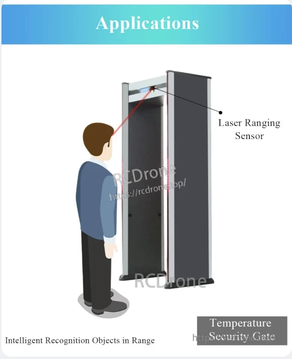WitMotion WT53R Laser Distance Sensor, Laser ranging sensor in temperature security gate for intelligent object recognition.