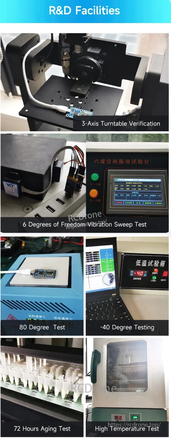 WitMotion WT61 IMU, IMU testing involves 3-axis turntable, vibration, temperature extremes, aging, and high-temperature assessments.