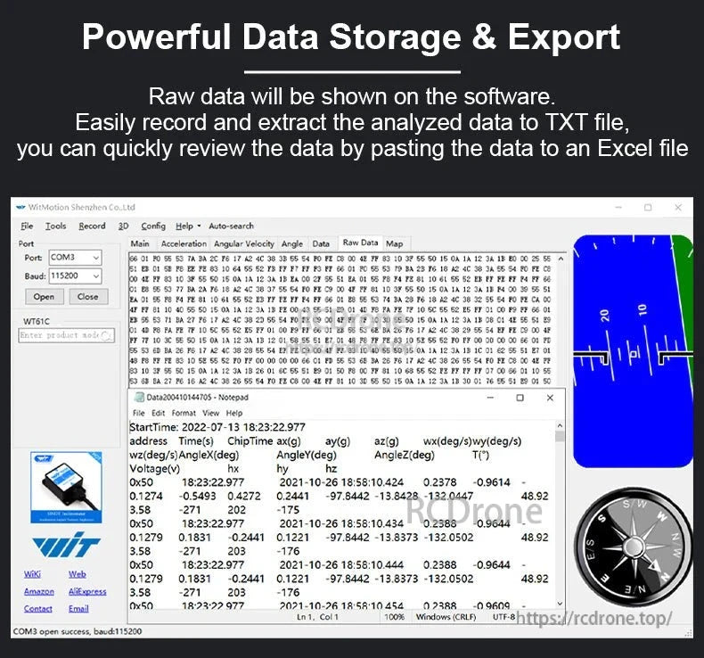 WitMotion WT61C High-Accuracy Accelerometer Sensor (MPU6050) - 6-Axis Acc+Gyro+Angle AHRS IMU for Arduino / TTL & RS232