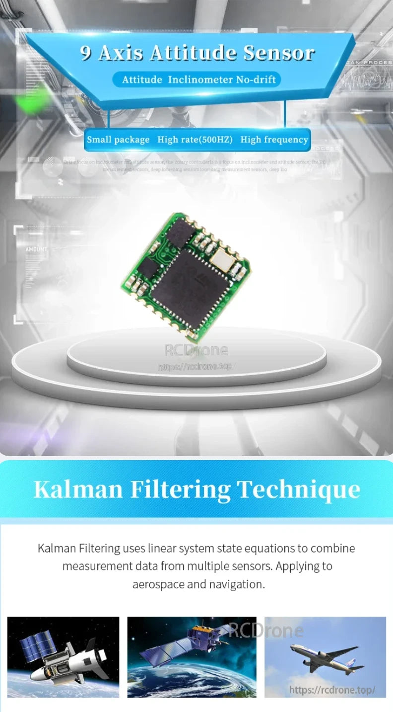 WitMotion WT931 9-Axis Attitude Sensor, A compact 9-axis sensor with no-drift inclinometer, 500Hz high rate, uses Kalman filtering for aerospace and navigation.