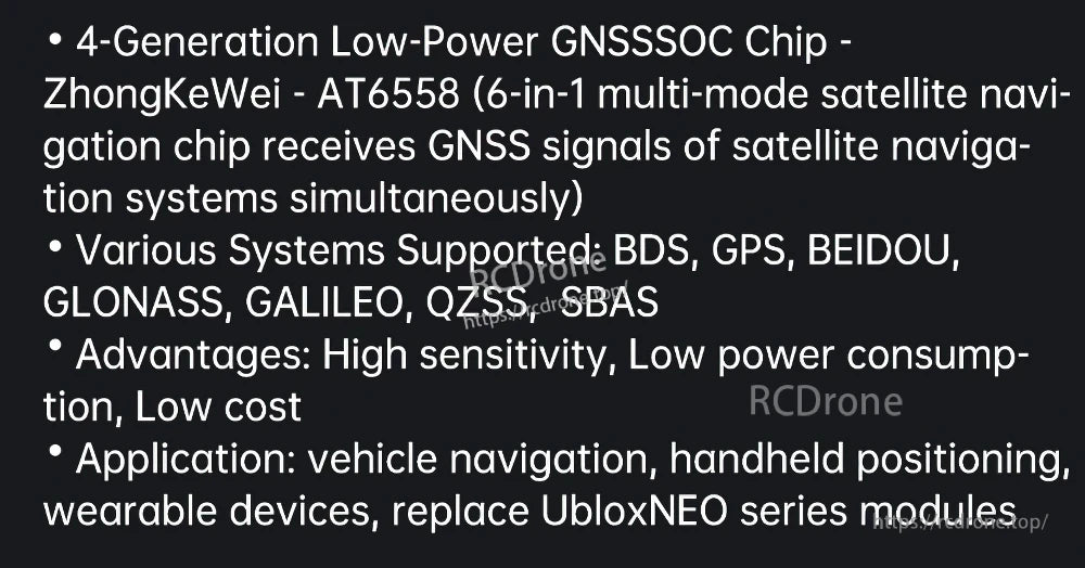AT6558 GNSSSoC feature summary listing multi-constellation support and low-power design