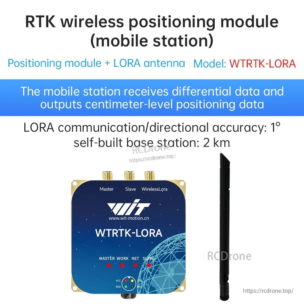 WT-RTK-LORA wireless positioning module with external antenna for mobile station use