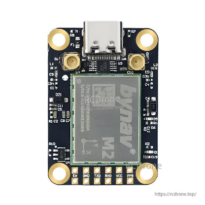 WTRTK-M10 RTK GNSS module front view with dual antenna connectors and USB-C port