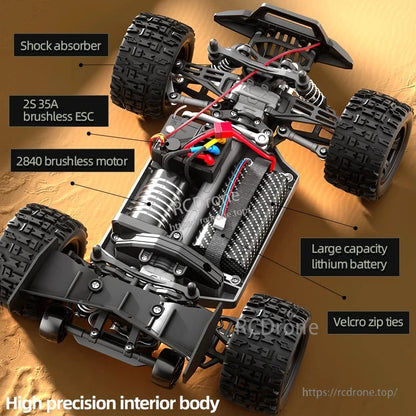 Wltoys 18101 PRO Rc Car, Wltoys 18101 Pro RC Car features LED lights, 80m range, and speeds up to 28km/h with brushless ESC and motor.