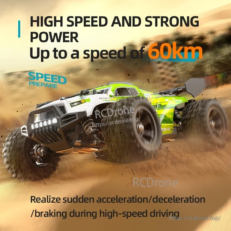 Wltoys 18101 PRO Rc Car, High-speed RC car with 60km/h top speed, powerful motor, and quick acceleration and braking for thrilling performance.