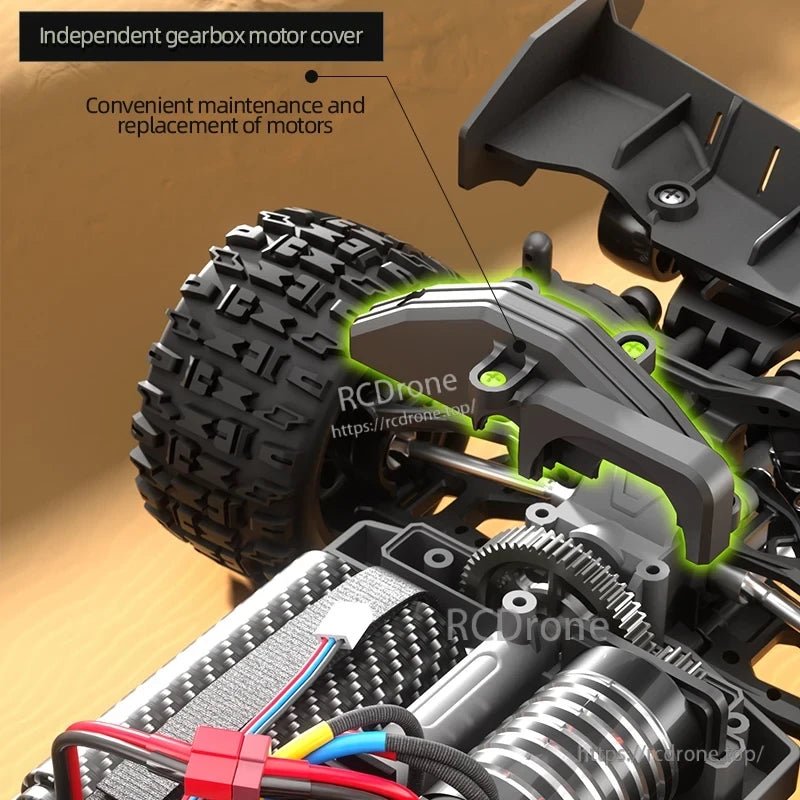 Wltoys 18101 PRO Rc Car, Independent gearbox motor cover enables easy motor maintenance and replacement.