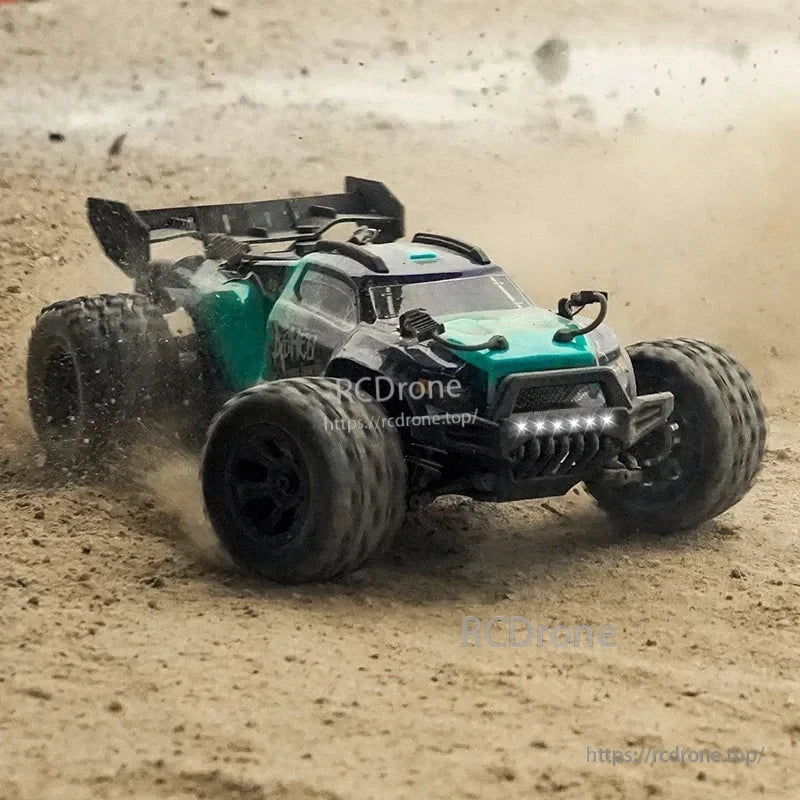 Wltoys 18101 PRO Rc Car, Motor product with carbon brush and heat sink, 25A capacity, and 2-cell battery integration for anti-splash protection.