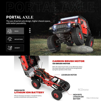 The Wltoys 2428 has a portal axee design for better passability and a high-rate motor with efficient discharge rate lithium-ion battery.