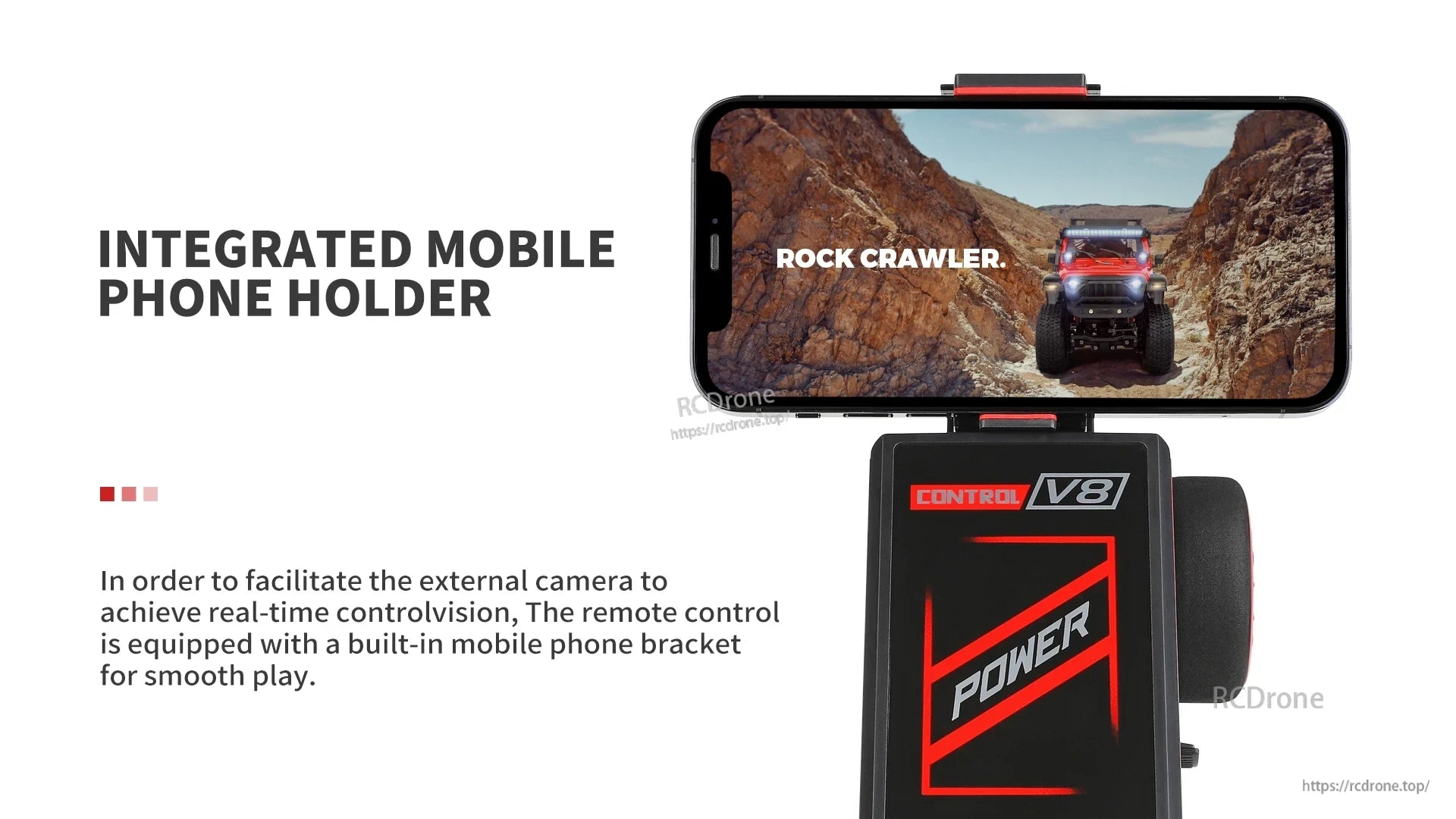Wltoys 2428 RC Crawler, The integrated mobile rock crawler has a phone holder for real-time control and vision.