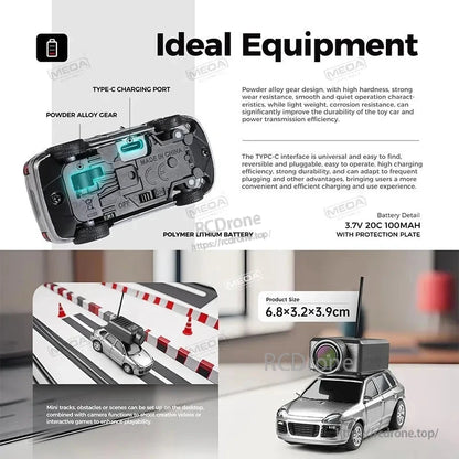 Wltoys 6401-C 1/64 FPV Mini RC Car, Wltoys 6401-C mini RC car features gyro-based control, 2.4GHz frequency, HD camera for immersive FPV experience, and compact design for stunts and tricks.