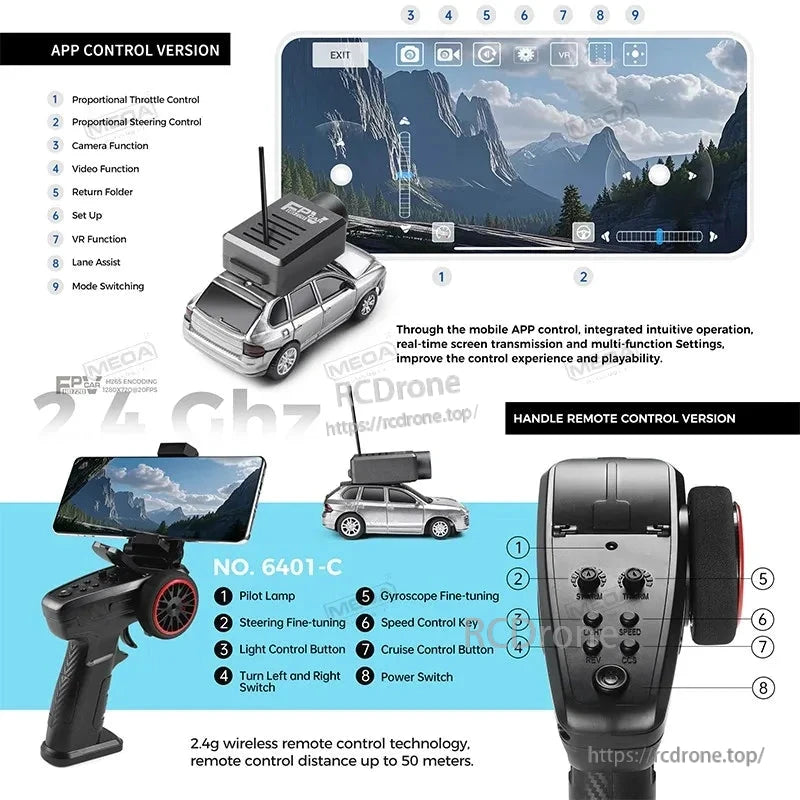 Wltoys 6401-C 1/64 FPV Mini RC Car, The Wltoys 6401-C is a miniature RC car with advanced features like high-definition camera, gyro system, and mobile app for smooth and precise control.