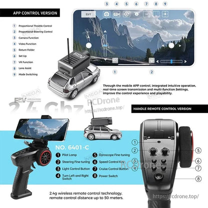 Wltoys 6401-C 1/64 FPV Mini RC Car, The Wltoys 6401-C is a miniature RC car with advanced features like high-definition camera, gyro system, and mobile app for smooth and precise control.