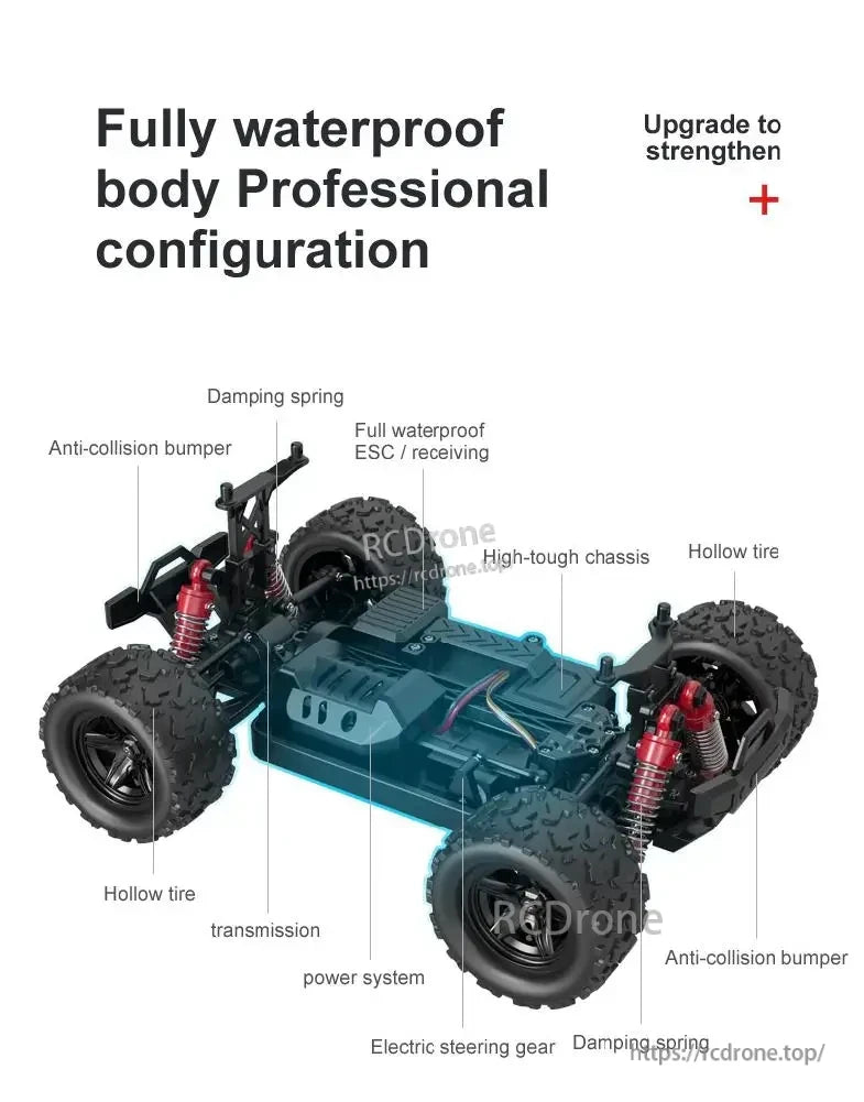 Wltoys HS 18311/18312 1:18 4WD RC Car, Fully waterproof RC car with high-tough chassis, hollow tires, and professional configuration.