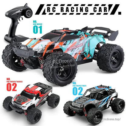 Wltoys HS 18311/18312 1:18 4WD RC Car, High-speed 1:18 scale RC racing car with 4WD, 2.4GHz control, 45–50 km/h speed, 7.4V battery, ready-to-run model for thrilling off-road performance.