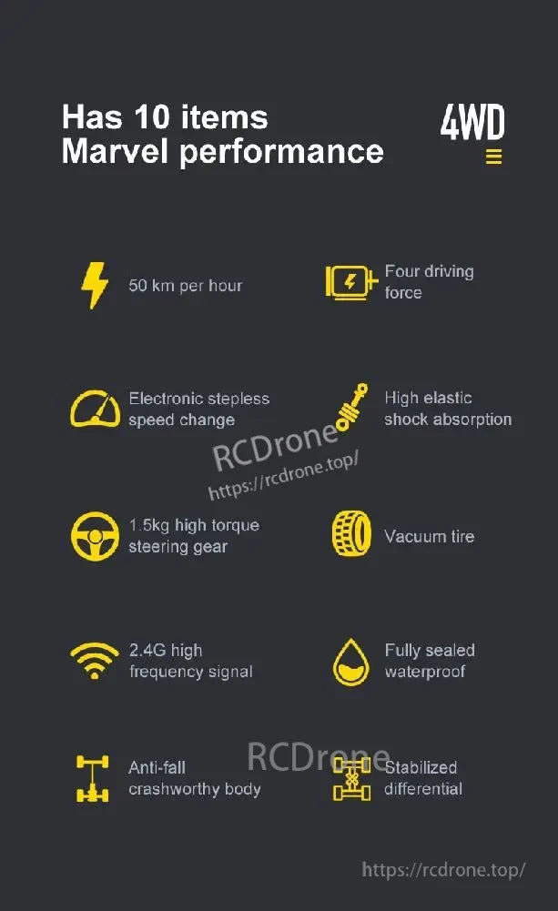 Wltoys HS 18311/18312 1:18 4WD RC Car, Marvel 10-in-1 drone: 50km/h, 4WD, electronic speed control, shock absorption, 1.5kg torque steering, vacuum tires, 2.4G signal, waterproof, anti-fall, stabilized differential.