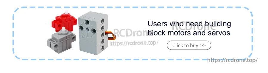 Optional building-block motor and servo accessories callout for expanding motion-based projects