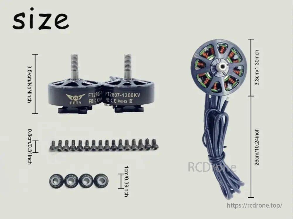 X2807 1300KV Brushless Motor, X2807 1300KV brushless motor suitable for FPV drones, multicopters, and RC cars.