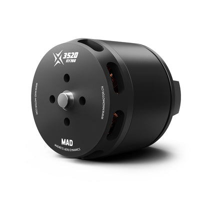 MAD X3520 IPE V1.0 eVTOL Airplane Drone Motor, MAD X3520 KV700 brushless drone motor with front mounting plate, central shaft and cooling vents