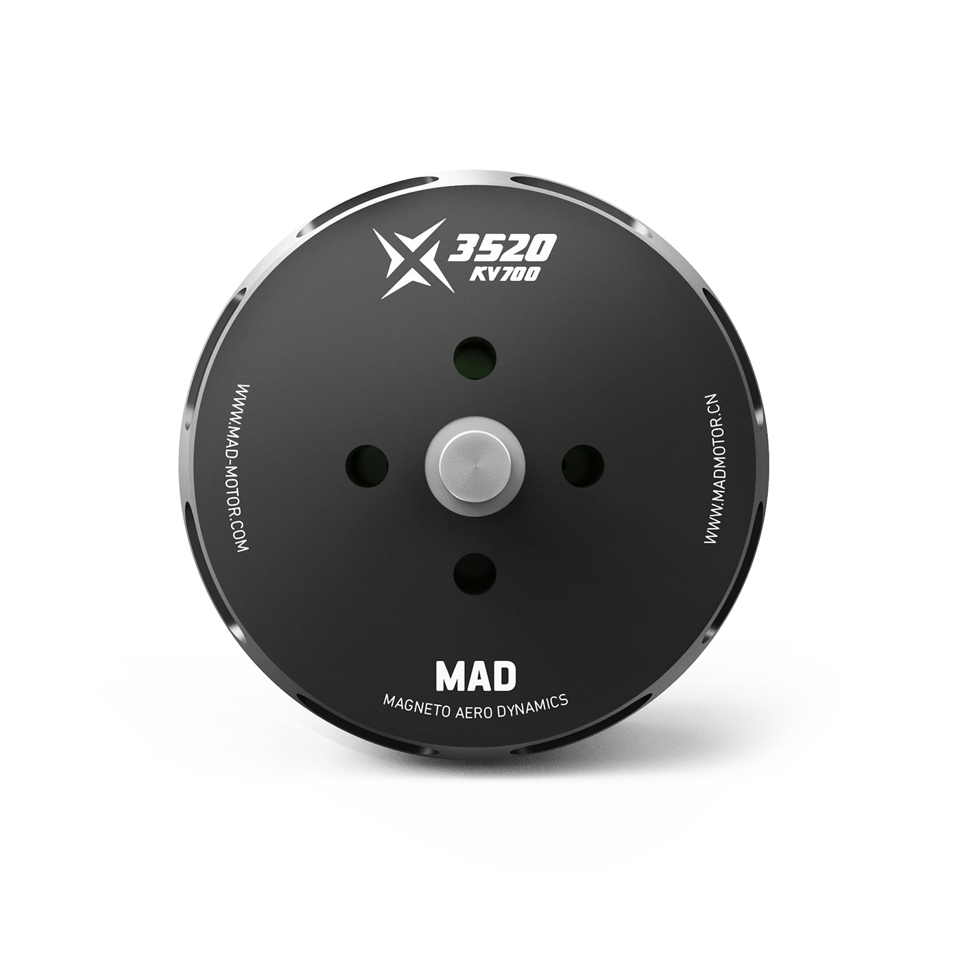 MAD X3520 IPE V1.0 eVTOL Airplane Drone Motor, Top view of MAD X3520 KV700 brushless eVTOL airplane drone motor with mounting holes and center shaft