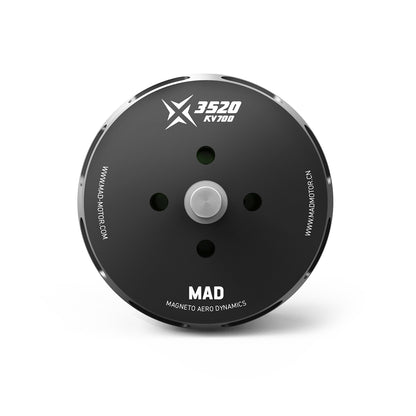 MAD X3520 IPE V1.0 eVTOL Airplane Drone Motor, Top view of MAD X3520 KV700 brushless eVTOL airplane drone motor with mounting holes and center shaft