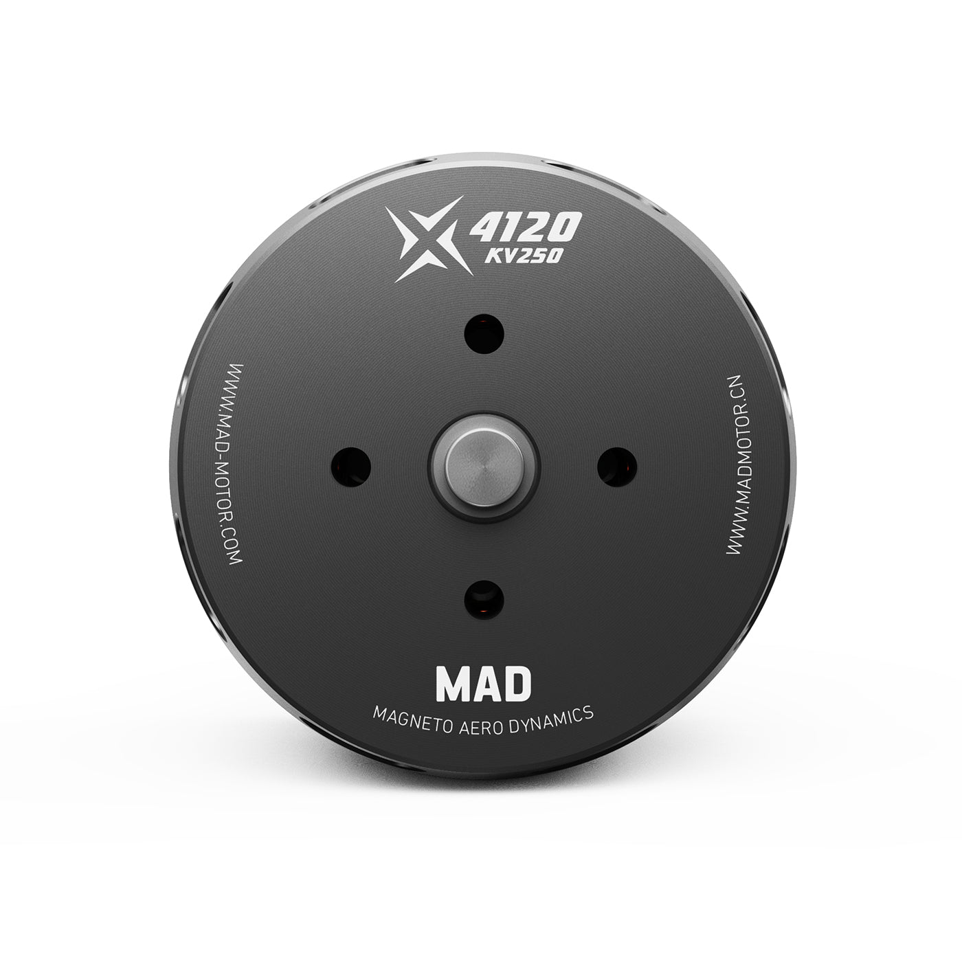 Top view of MAD X4120 KV250 eVTOL airplane drone motor with centered shaft and mounting holes