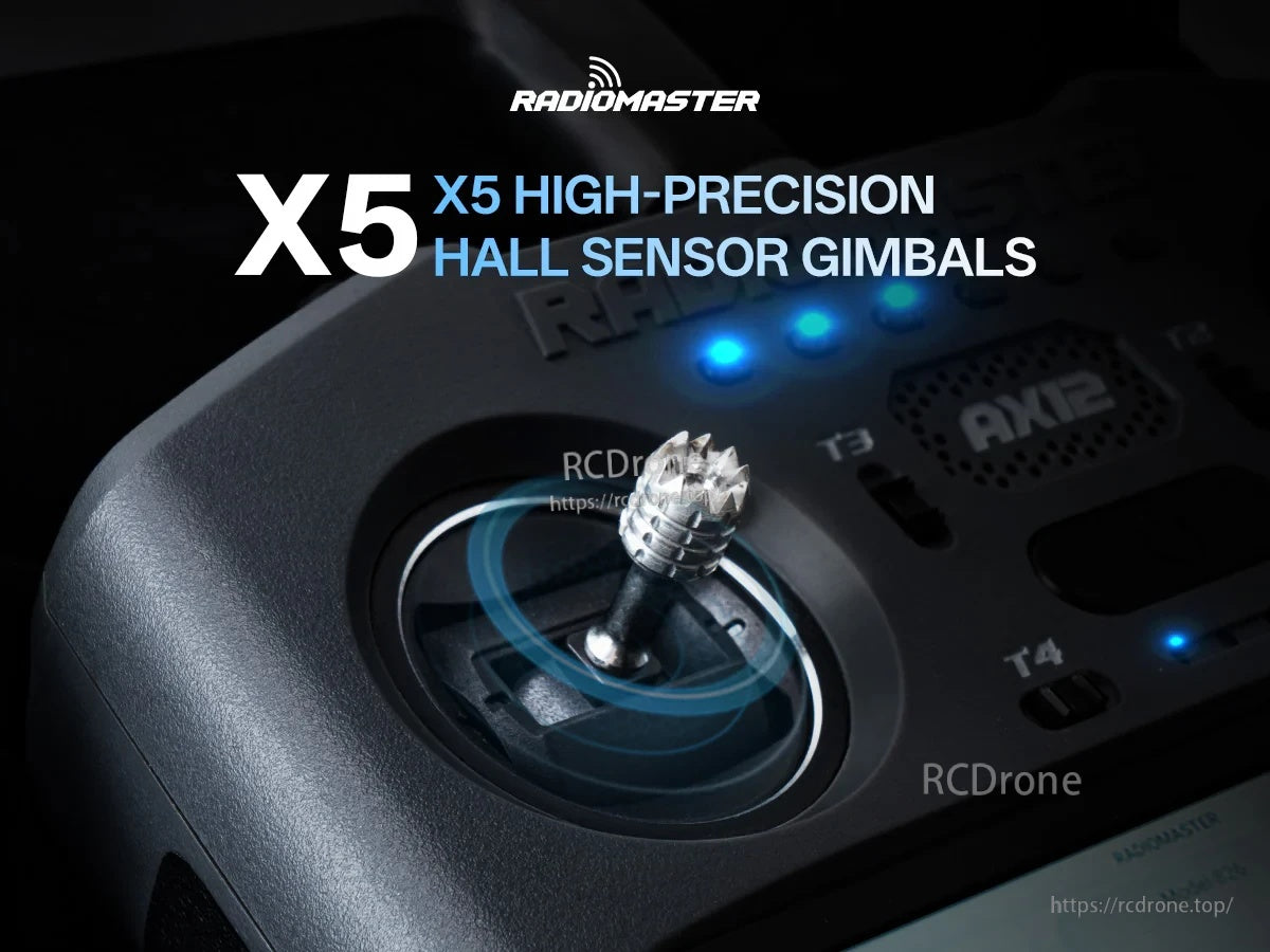 RadioMaster X5 high-precision Hall sensor gimbal installed on AX12/Pocket transmitter stick