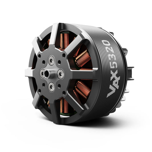 MAD VAX 5320 Short Shaft V3.0 eVTOL Drone Motor, MAD VAX 5320 short shaft V3.0 brushless drone motor with exposed copper windings and 6-bolt faceplate