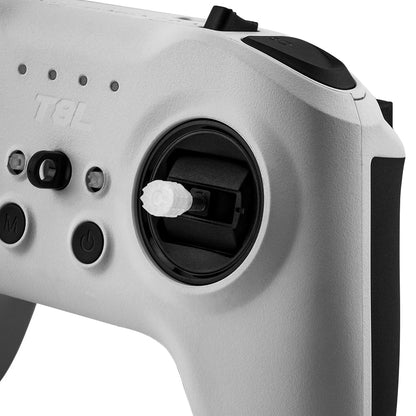 Hall-effect gimbal installed in T8L transmitter, close-up of right control stick opening