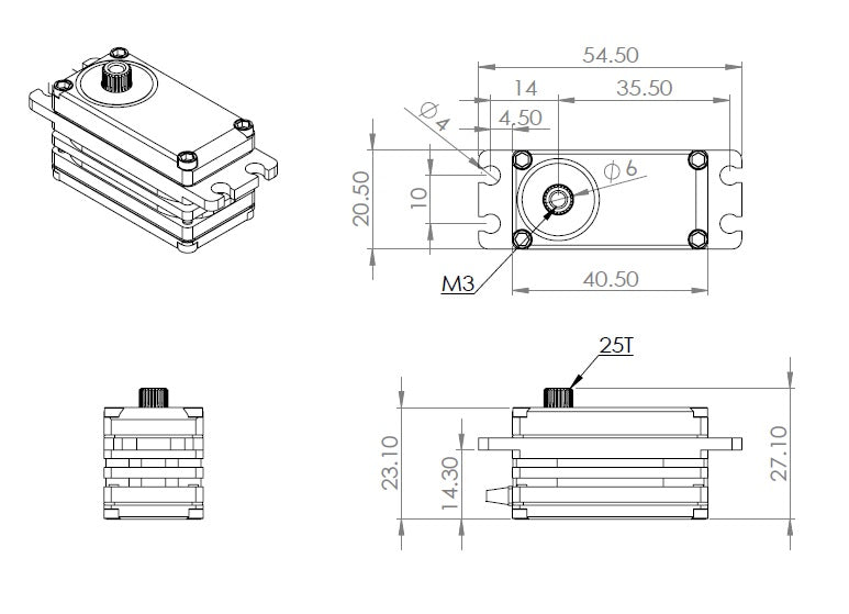MKS X6 HBL650SL Helicopter Servo Motor - 25.4 kg-cm, 0.081 s, 4.8-8.4V, Brushless