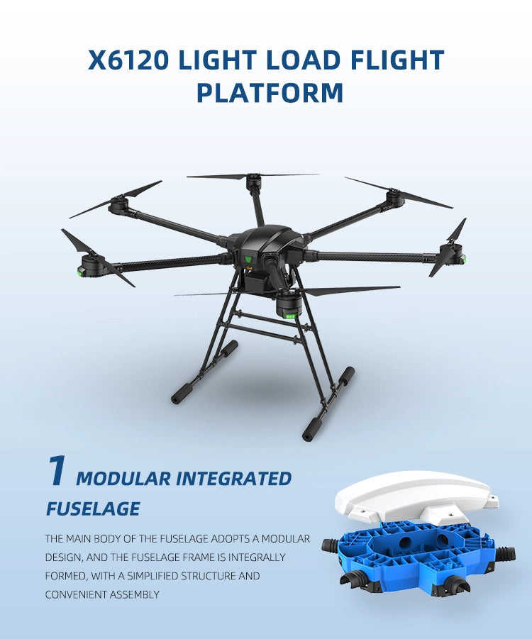 EFT X6120 Industrial Drone - 6 Axis 6KG Payload 30Minutes Light Weight Hexacopter for Training, Inspection,Searching 12 EFT X6120 Industrial Drone, X6120 LIGHT LOAD FLIGHT PLATFORM 7 MODULAR
