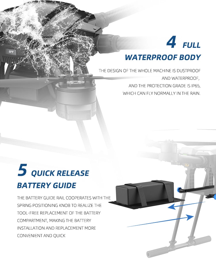 EFT X6120 Industrial Drone, 4 FULL WATERPROOF BODY THE DESIGN OF THE WHIOLE MACH