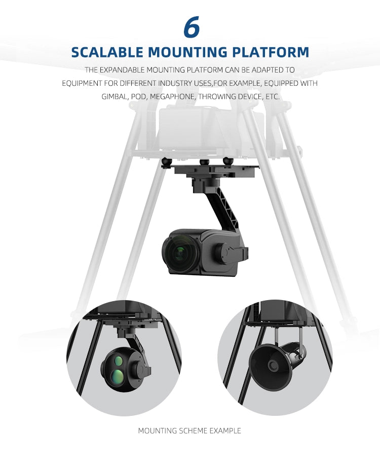 EFT X6120 Industrial Drone, EXPANDABLE MOUNTING PLATFORM CAN BE ADAPTED TO E