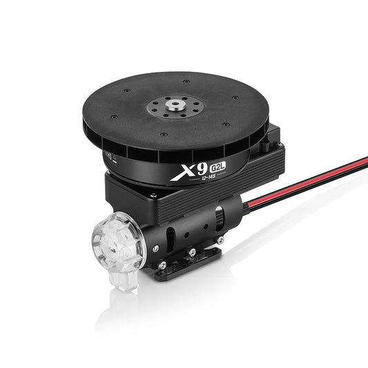 Hobbywing XRotor X9 G2L drone propulsion motor unit marked 12–14S, with integrated mount and power leads