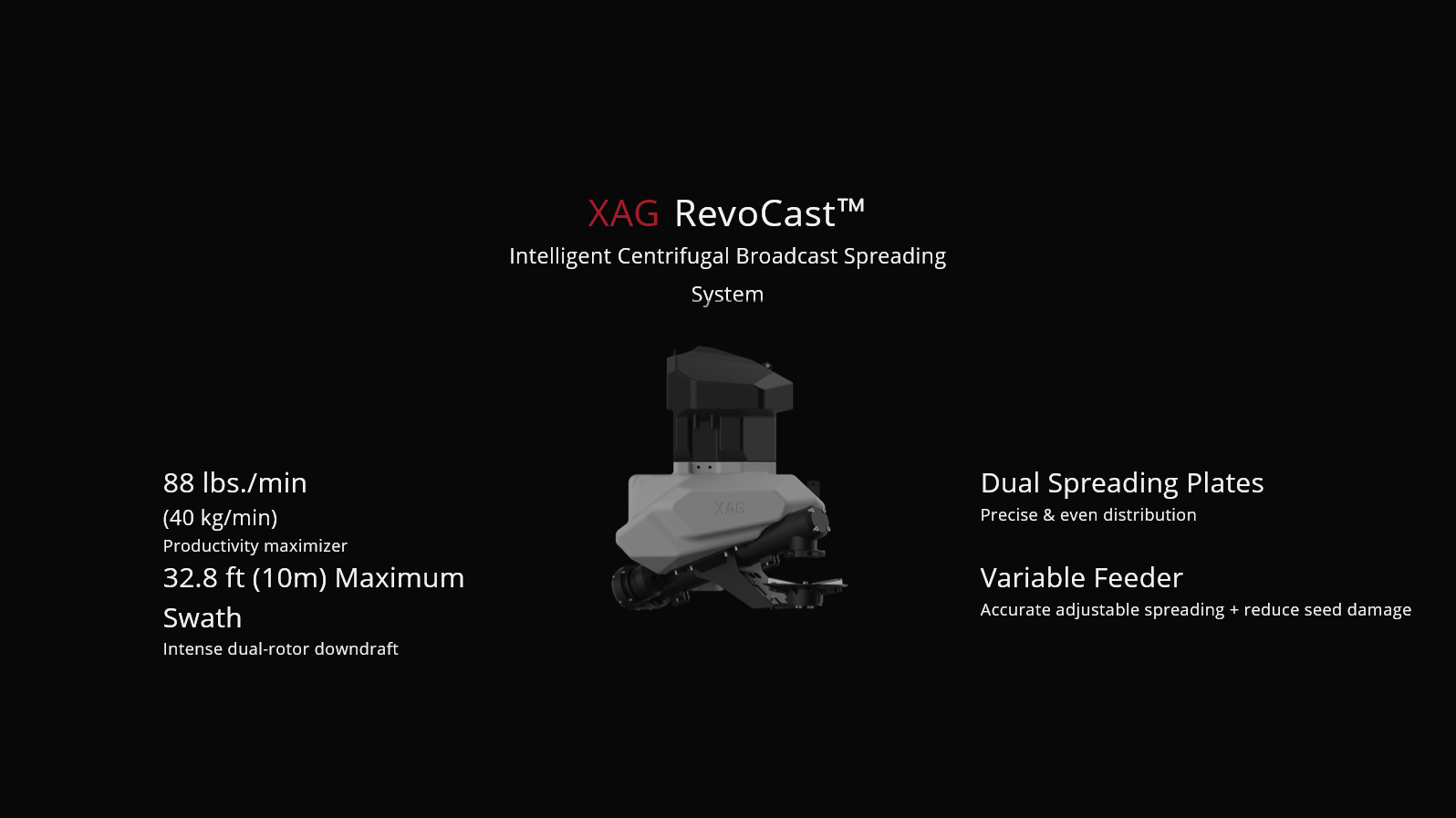XAG V40 15L Agricultural Drone, XKG RevoCastTm Intelligent Centrifugal Broadcast Spread