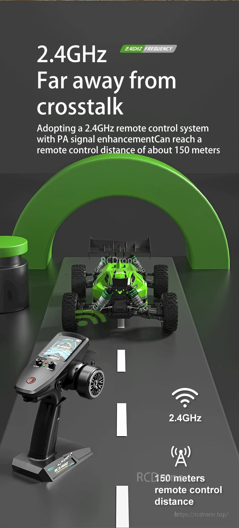 XDKJ 15/01/02 PRO 4WD Buggy, 2.4GHz remote control with 150m range, PA signal enhancement, anti-crosstalk, high-performance RC buggy.