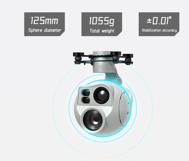 XF D-125AI Multi-Sensor Drone Pod, 125mm, sphere diameter, total weight, stabilization accuracy