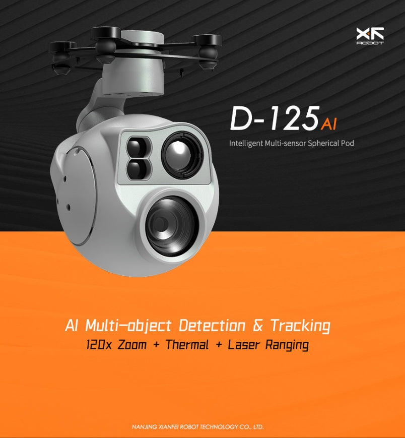 XF D-125AI Multi-Sensor Drone Pod, Intelligent multi-sensor drone pod for multi-object detection and tracking.