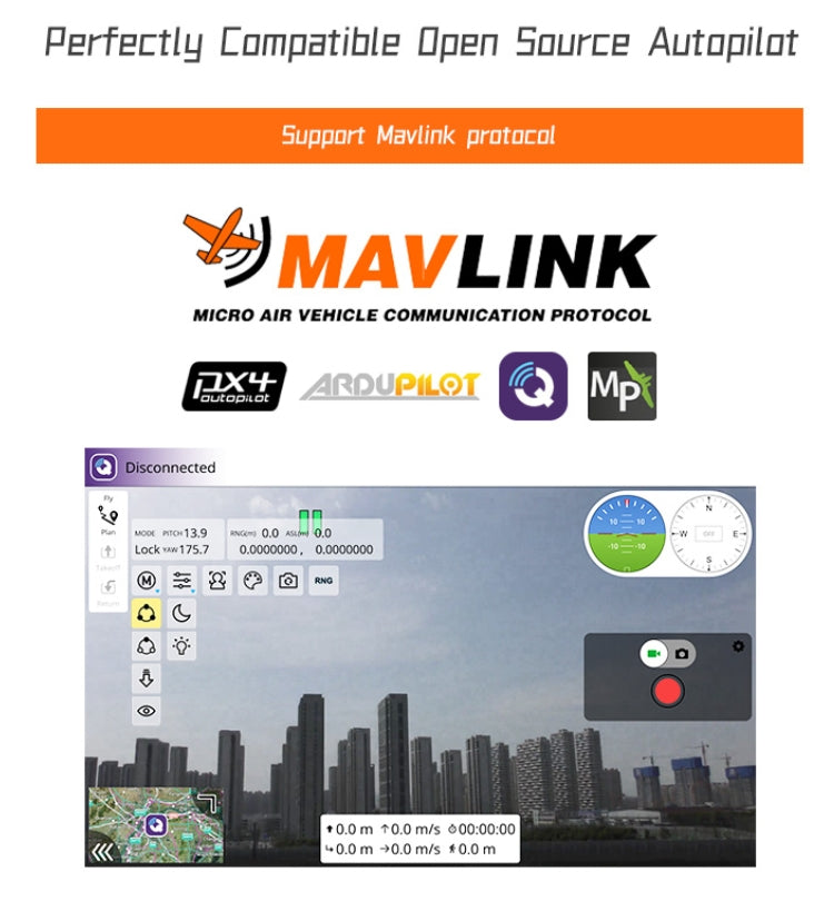 XF D-125AI Multi-Sensor Drone Pod, Autopilot support for drones via Mavlink protocol with disconnection warning: Oxt AutoPlot MMP disconnected at elevation 8175.7m.