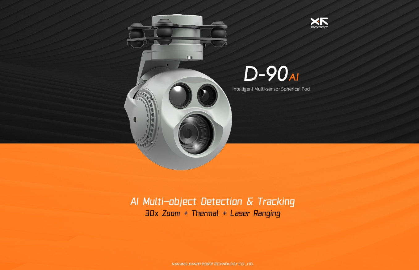 XF D-90AI Triple-Sensor Drone Pod - 3-Axis Gimbal, Capture stunning aerial footage and photos with this high-performance drone pod featuring a triple-sensor design.