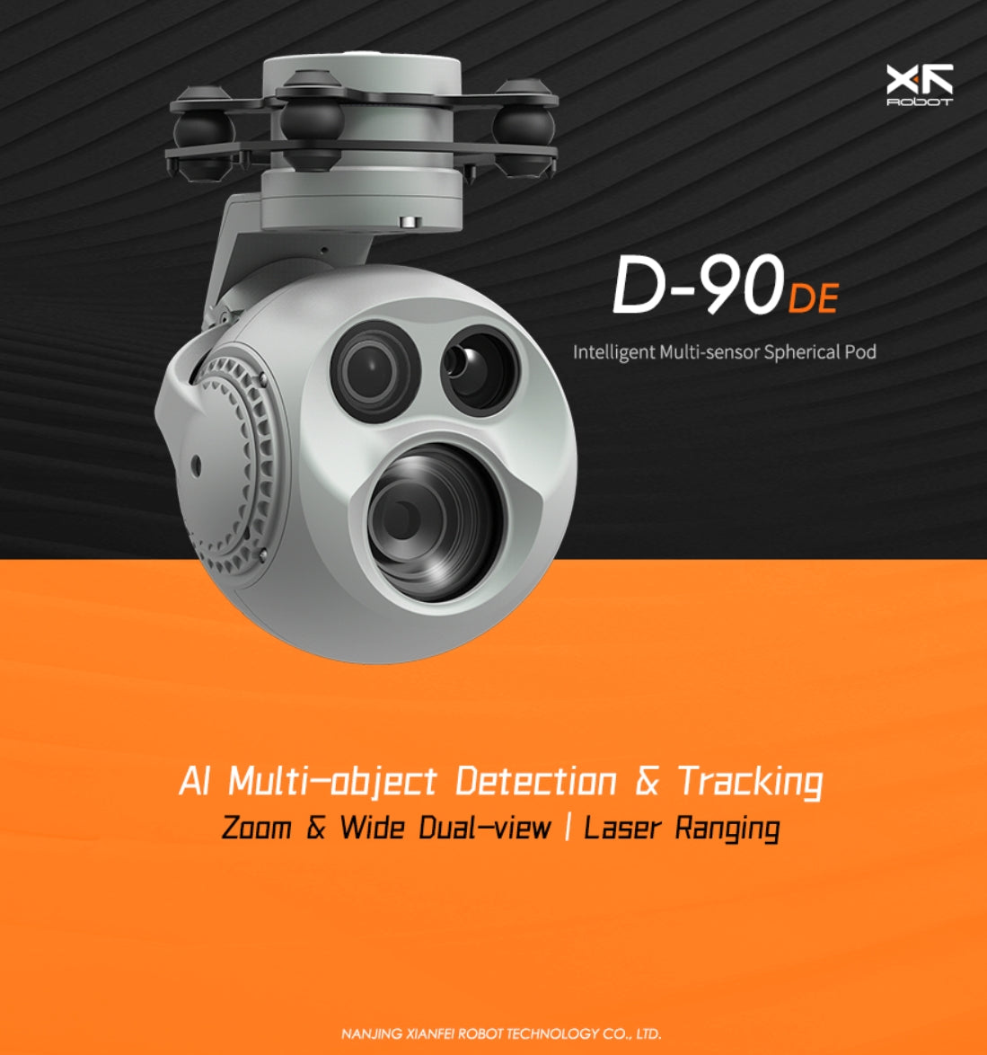 XF D-90DE Triple Drone Pod - 3-Axis Gimbal, Nanjing Xianfei presents XF D-90DE Triple Drone Pod with 3-axis gimbal, ideal for multi-object detection and tracking.