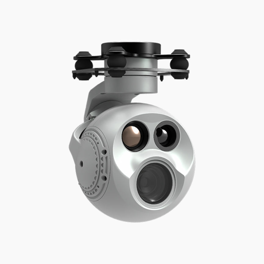 XF D-90Pro Triple Sensor Drone Pod, Designed for demanding operations, this technology combines EO and thermal cameras, AI tracking, and laser range finding.