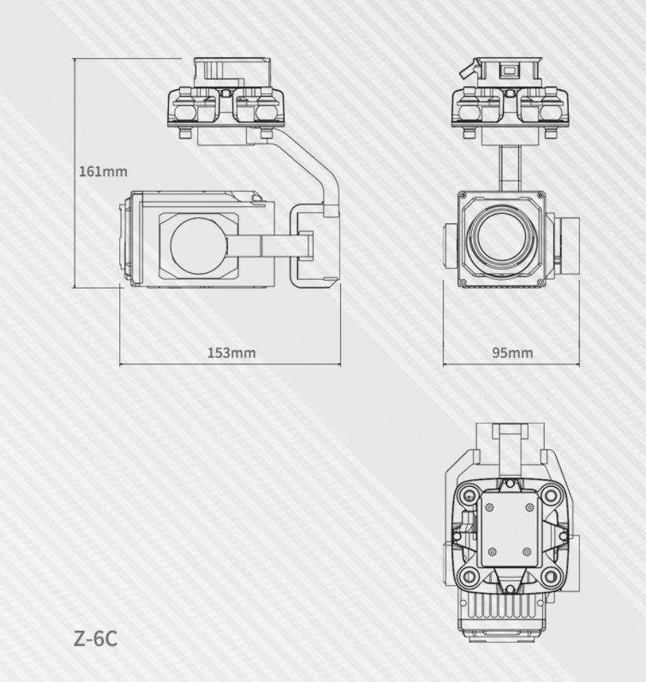 XF Z-6C High Rate Zoom Drone Pod - 3-Axis Gimbal, The device weighs 710g and has IP43 protection, making it suitable for use in harsh environments.