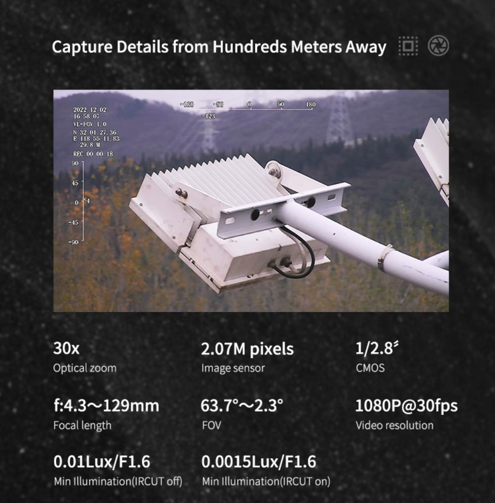 XF Z-8RB Night Vision Ranging Pod - 3-Axis Gimbal, The XF Z-8RB Night Vision Ranging Pod captures details from hundreds of meters away with 1080P at 30fps resolution.