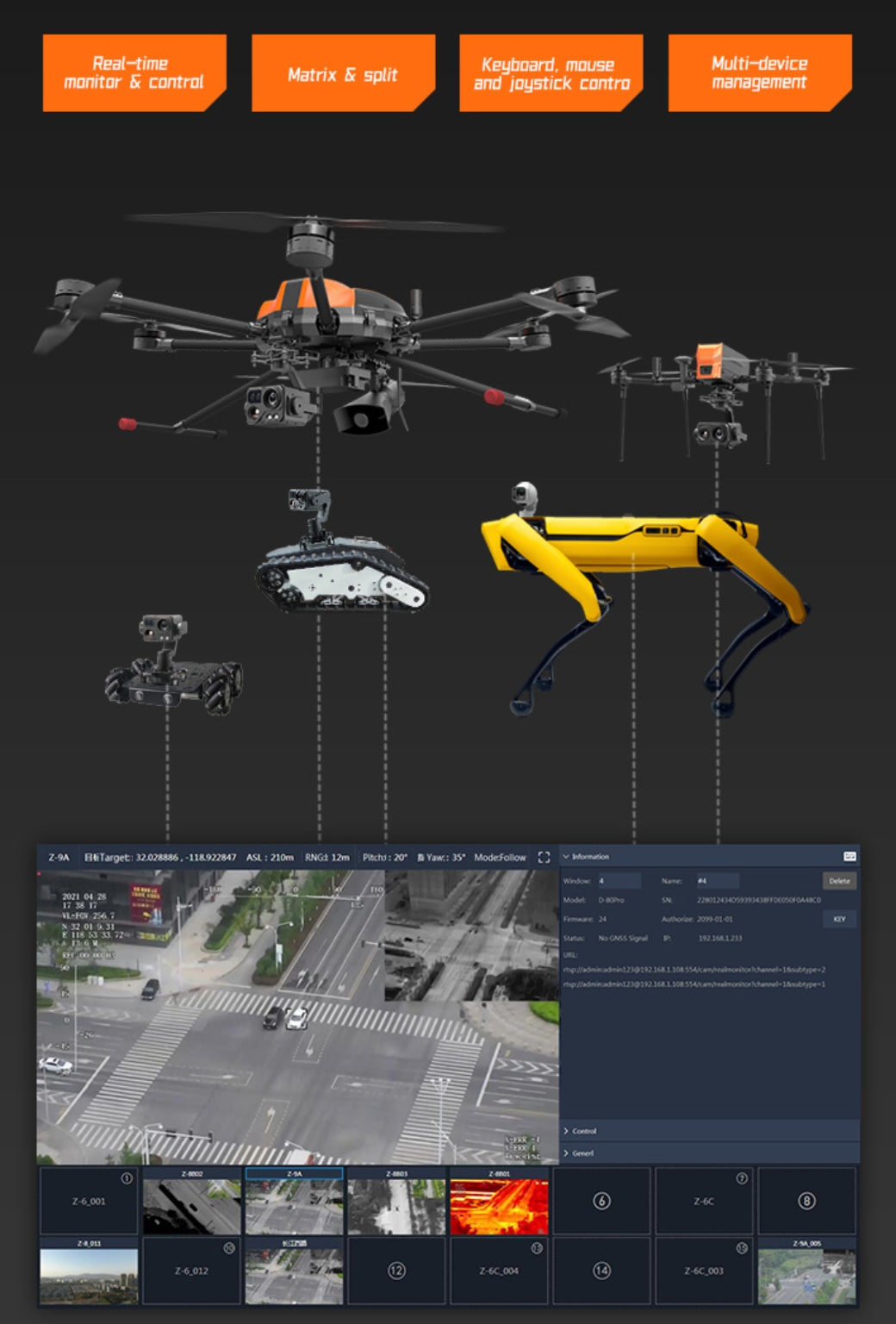 XF Z-8RC Night Vision Ranging Drone Pod, Real-time keyboard, mouse and joystick control with compact size and long operating time.