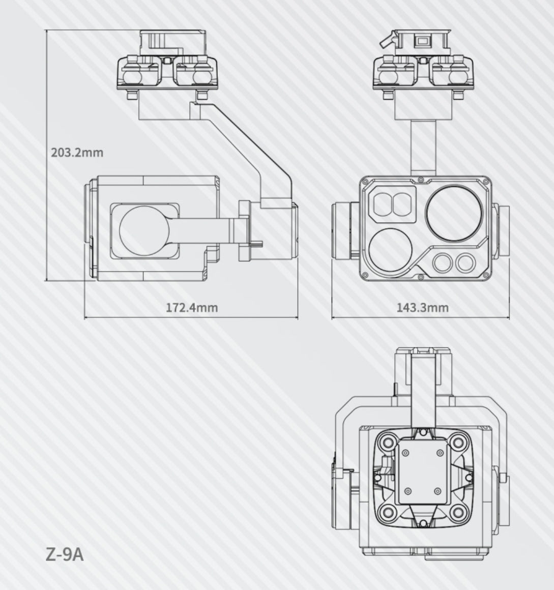 XF Z-9A Drone Pod - 3-Axis Gimbal, The XF Z-9A Drone Gimbal Camera is designed for various industries.