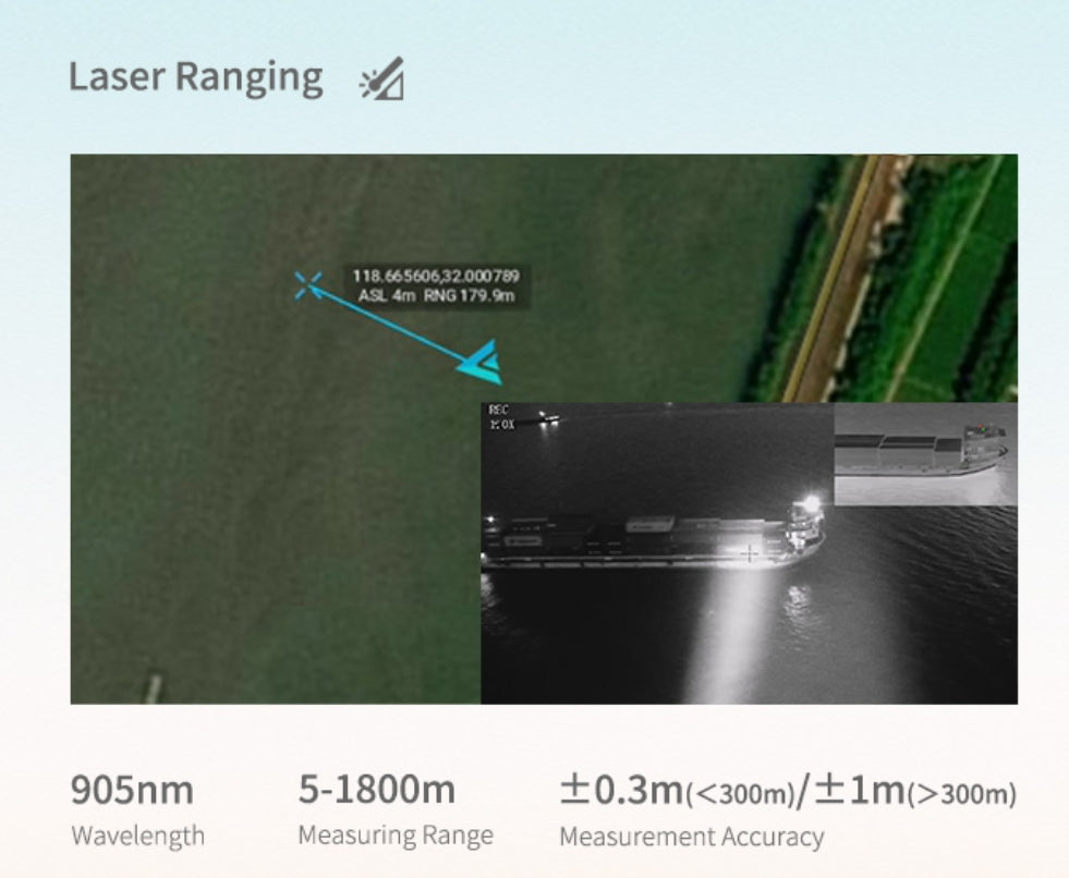 XF Z-9A Drone Pod - 3-Axis Gimbal, The XF Z-9A Drone Pod features a stable 3-axis gimbal and Laser Ranging Module for precise aerial capture and accurate distance measurements up to 1800 meters.