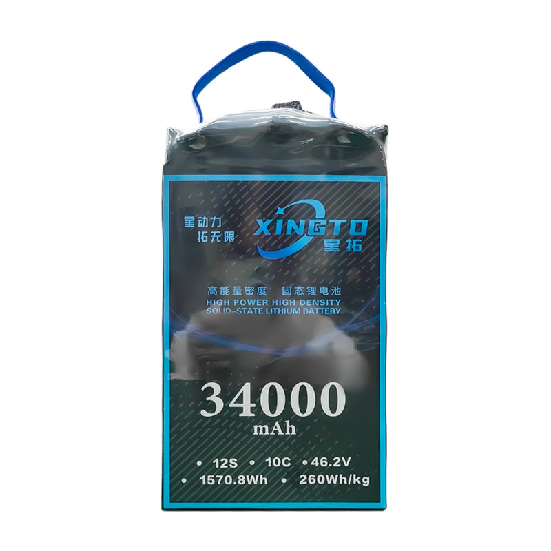 XINGTO 12S 46.2V 34000mAh 10C Lipo Battery, A high-power lithium-ion battery with 34,000mAh capacity and 10C discharge rate.