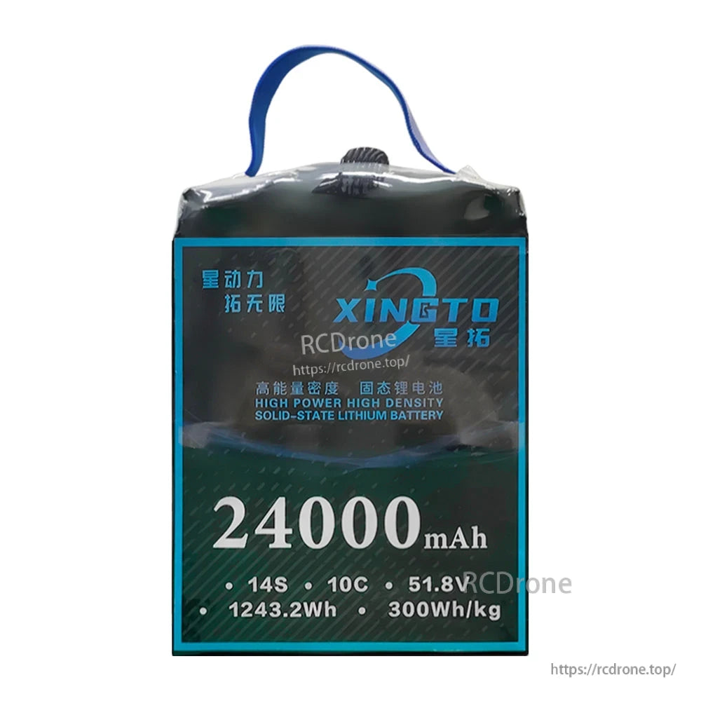 XINGTO 24000mAh, 14S, 51.8V, 300Wh/kg lithium battery offers high power and energy density for heavy-lift UAV drones.