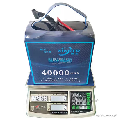 XINGTO 18S 40000mAh solid-state battery: 69.3V, 2772Wh, 260Wh/kg, high power and density, weighs 12.135kg.